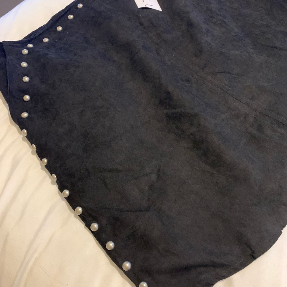 Lumiere suede studded skirt